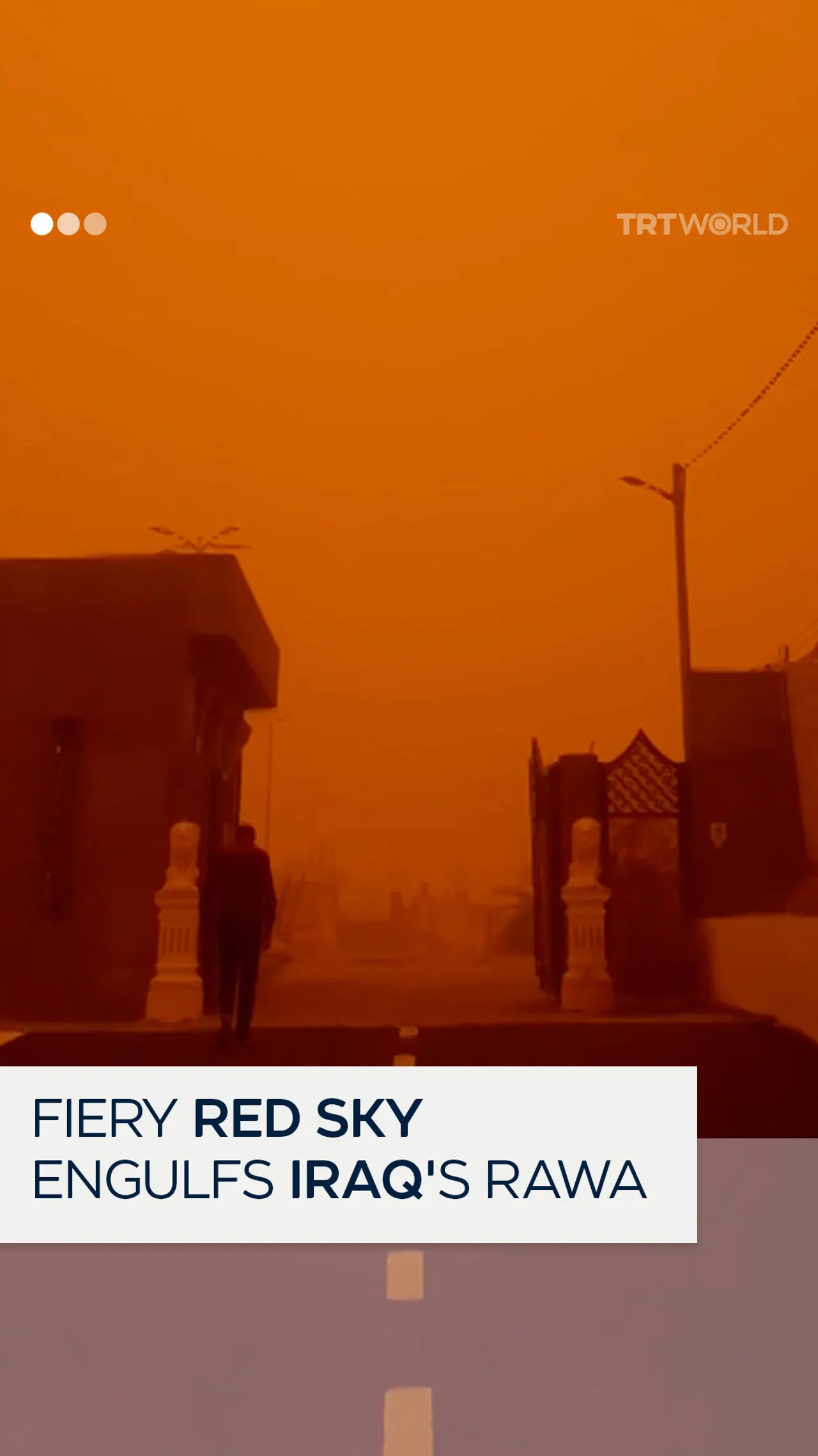 Apocalyptical red sky envelops Iraq's Rawa during sandstorm